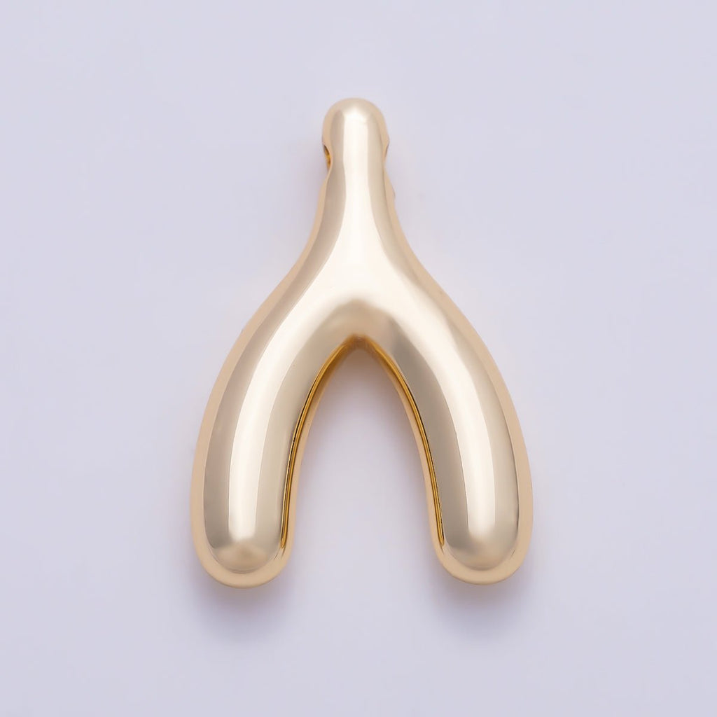 Stainless Steel PVD Gold 18mm Minimalist Lucky Wishbone Pendant in Gold & Silver | Charms-01582 Charms-01583 by DLUXCA