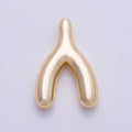Stainless Steel PVD Gold 18mm Minimalist Lucky Wishbone Pendant in Gold & Silver | Charms-01582 Charms-01583 by DLUXCA