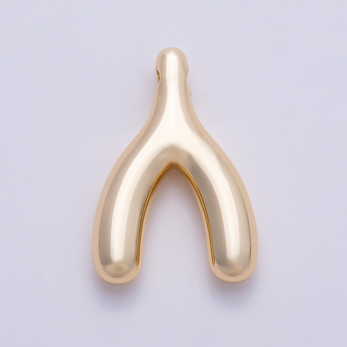 Stainless Steel PVD Gold 18mm Minimalist Lucky Wishbone Pendant in Gold & Silver | Charms-01582 Charms-01583 by DLUXCA