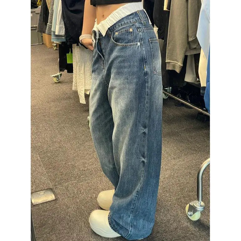 Plus Size High Waist Double Waist Wide Leg Jeans by Trendy Attic Store01