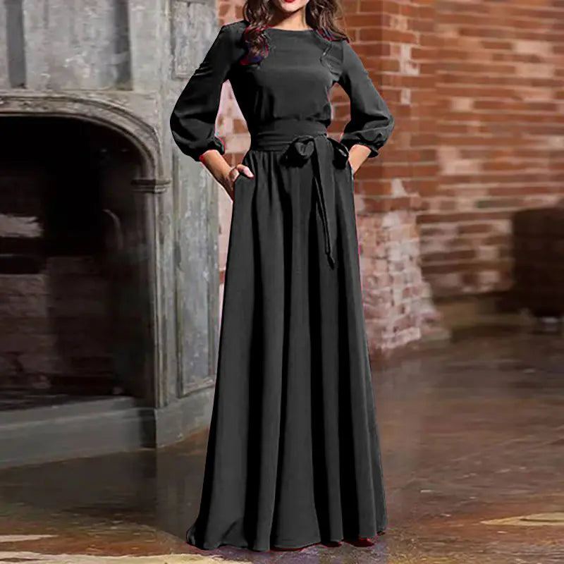 Women's Round Neck Long Dress by Trendy Attic Store01