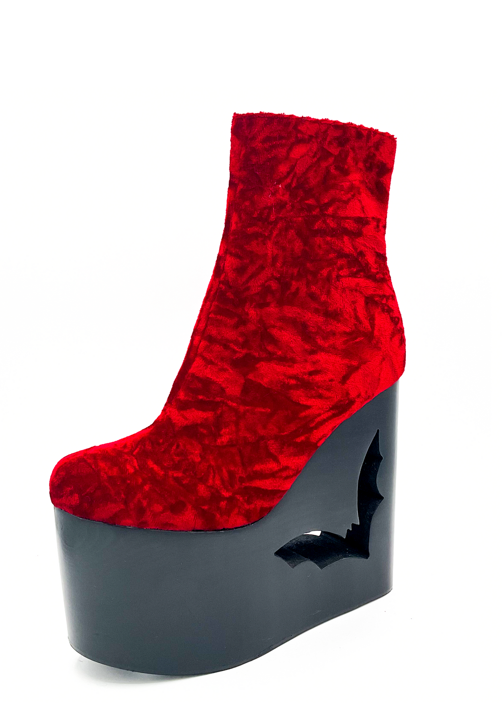 Deadwood Oxblood Velvet Wedge Boot by Charla Tedrick