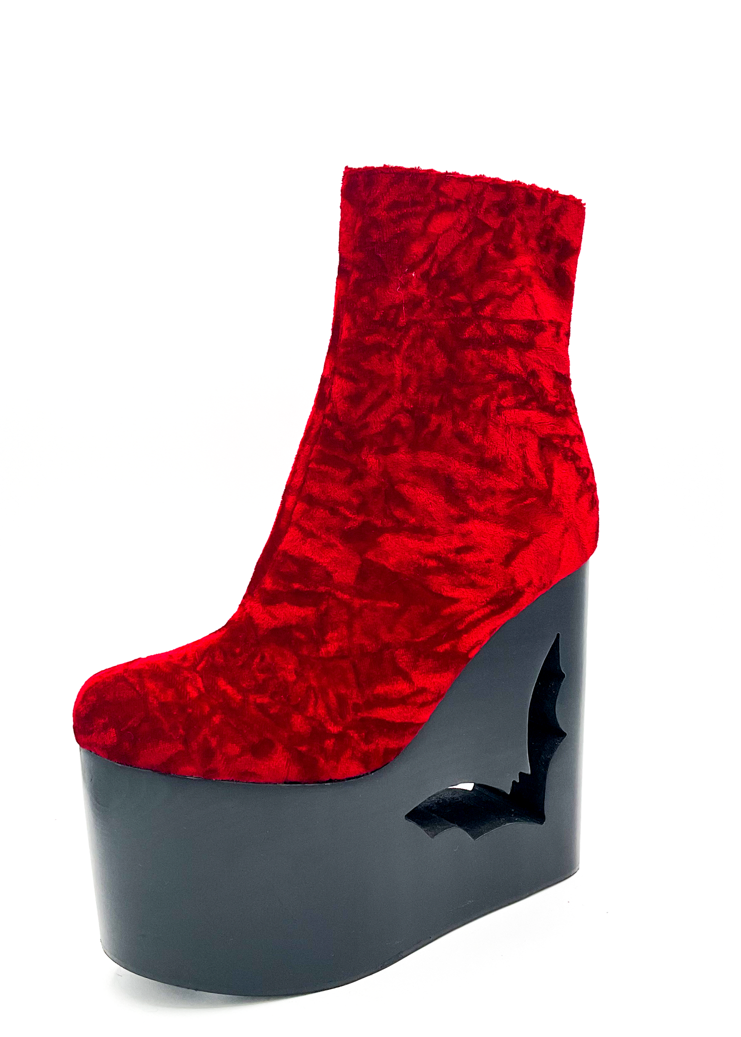 Deadwood Oxblood Velvet Wedge Boot by Charla Tedrick