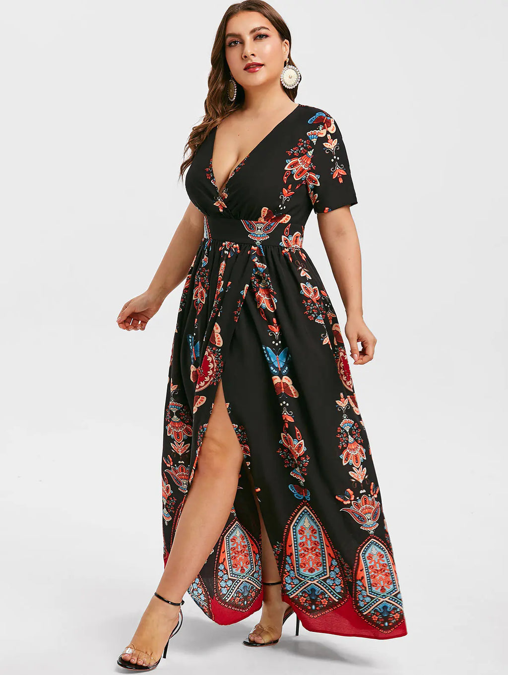 Plus Size V-Neck Dress, Elegant and Stylish Design by Trendy Attic Store01