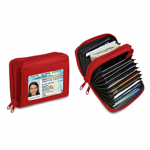 RFID Genuine Leather Credit Card Wallet for Women w/ ID Display Window by Cerulean Grapevine