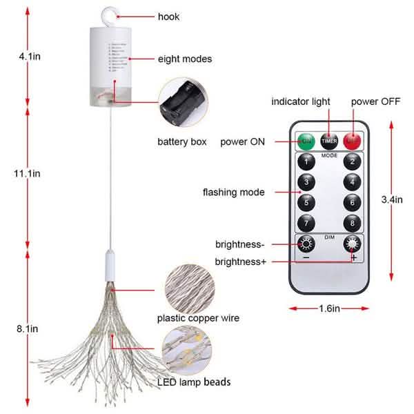 Remote Control Waterproof Christmas Fireworks LED String Lights by DailySale
