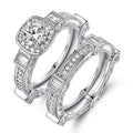 Rhodium Plated Cubic Zirconia Engagement Ring Set - Assorted Sizes by DailySale