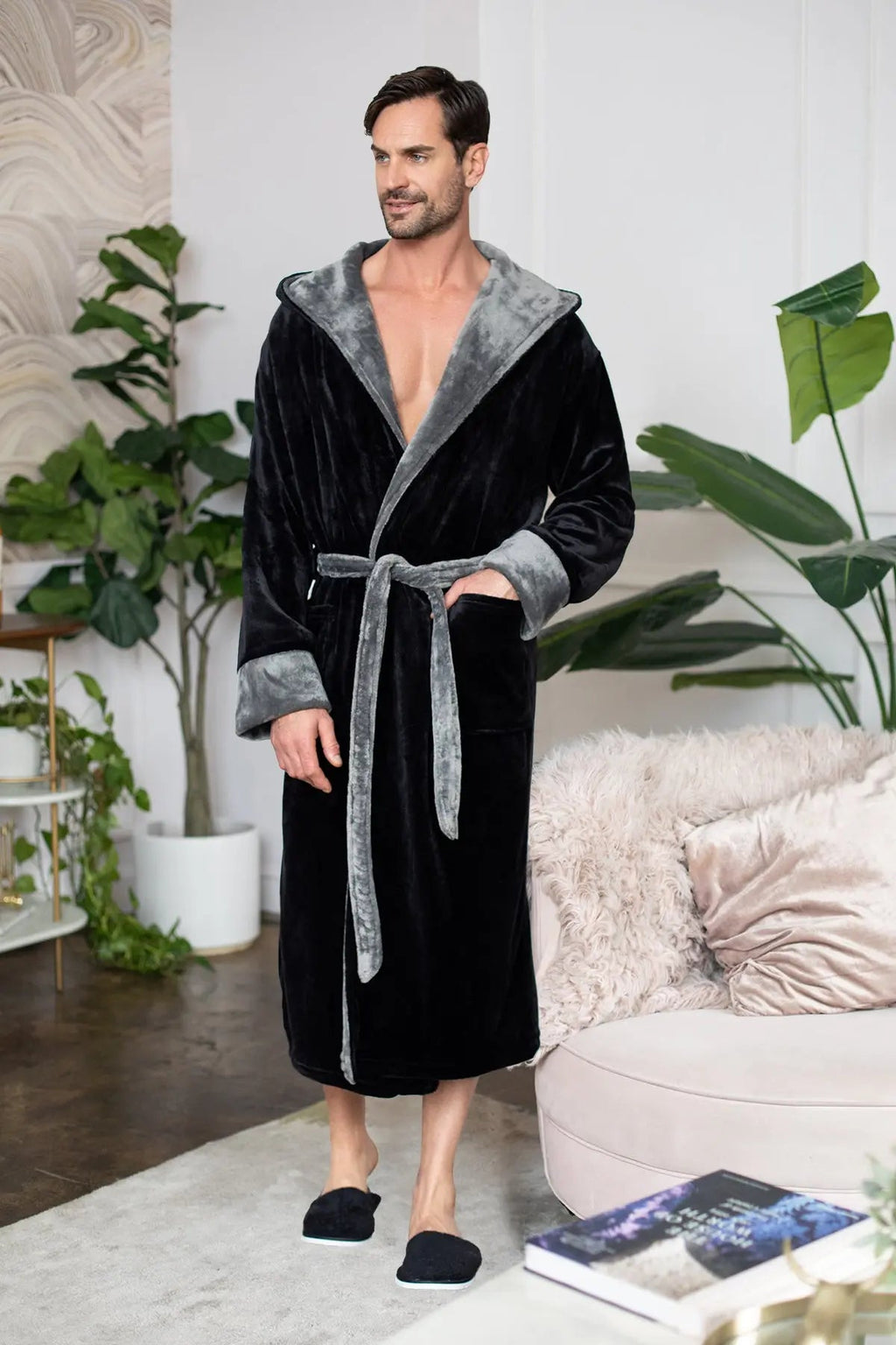 Men’s Robe with Hood – Ultra-Soft Plush Comfort for Everyday Use by Lotus Linen