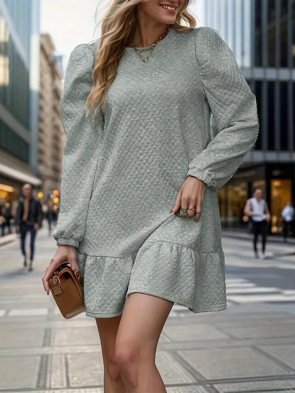 Round Neck Long Sleeve Mini Dress by V.I.P Digital Presence