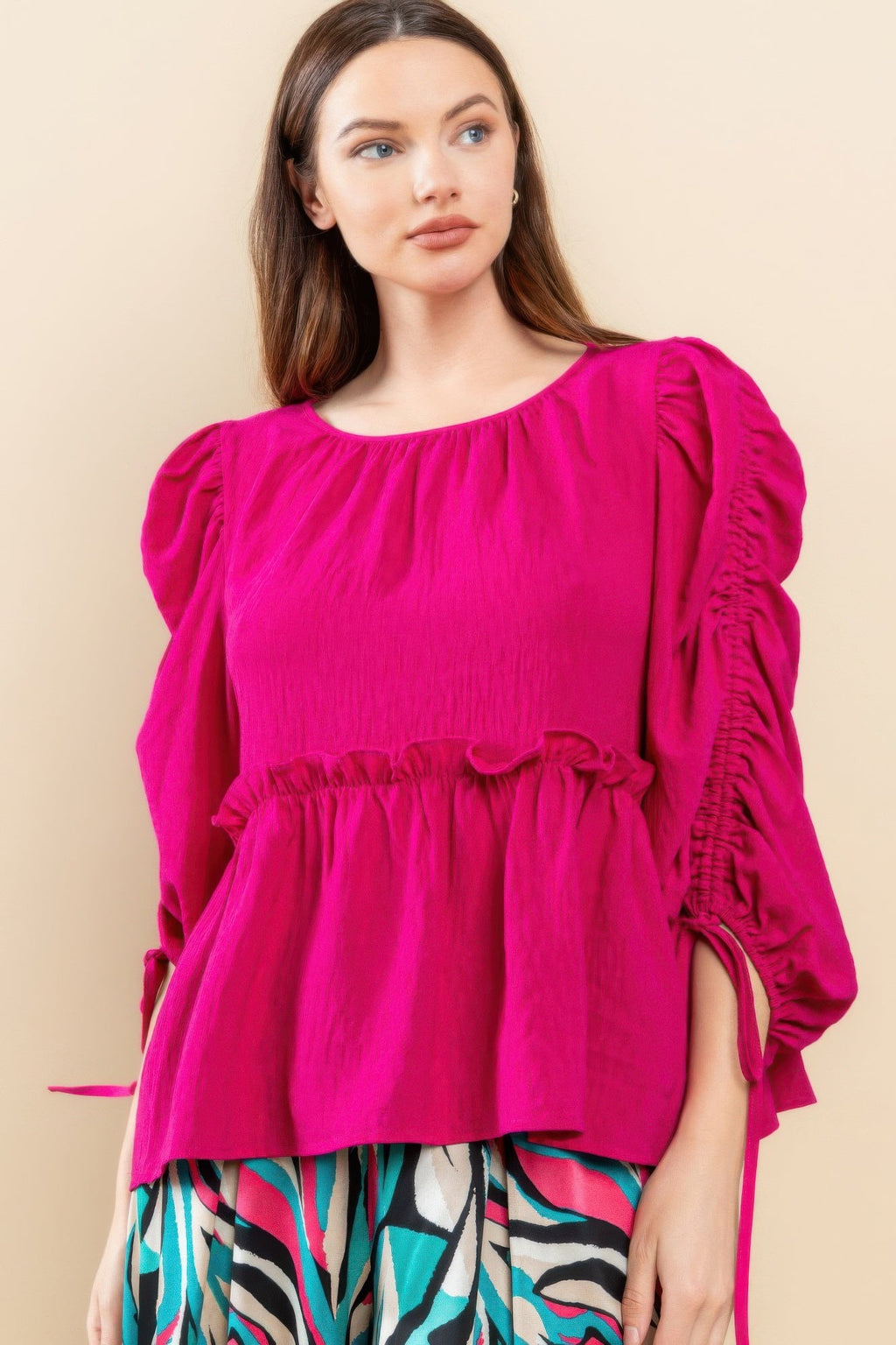 Round Neckline Babydoll Top by Tigbul's Variety Fashion Shop