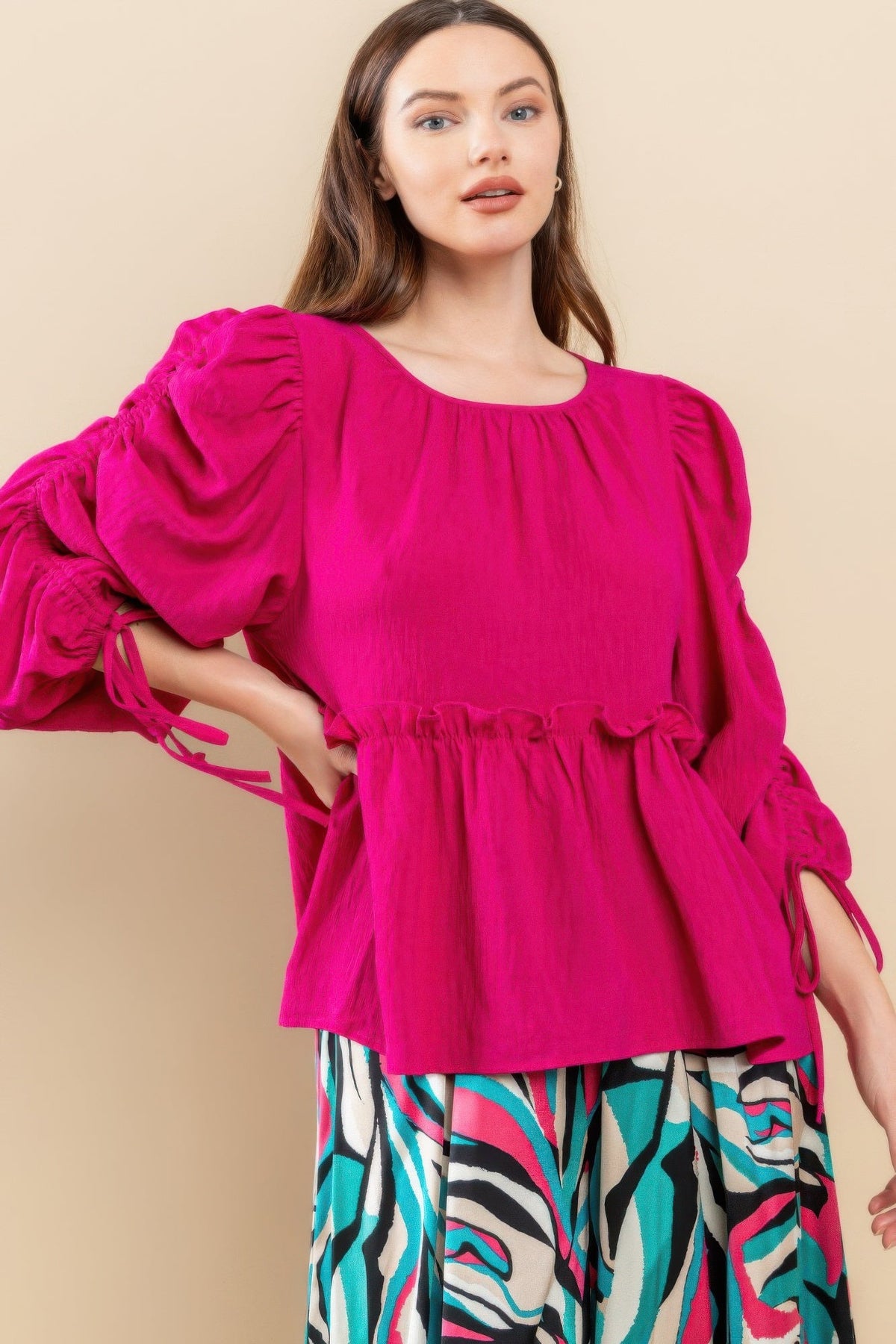 Round Neckline Babydoll Top by Tigbul's Variety Fashion Shop
