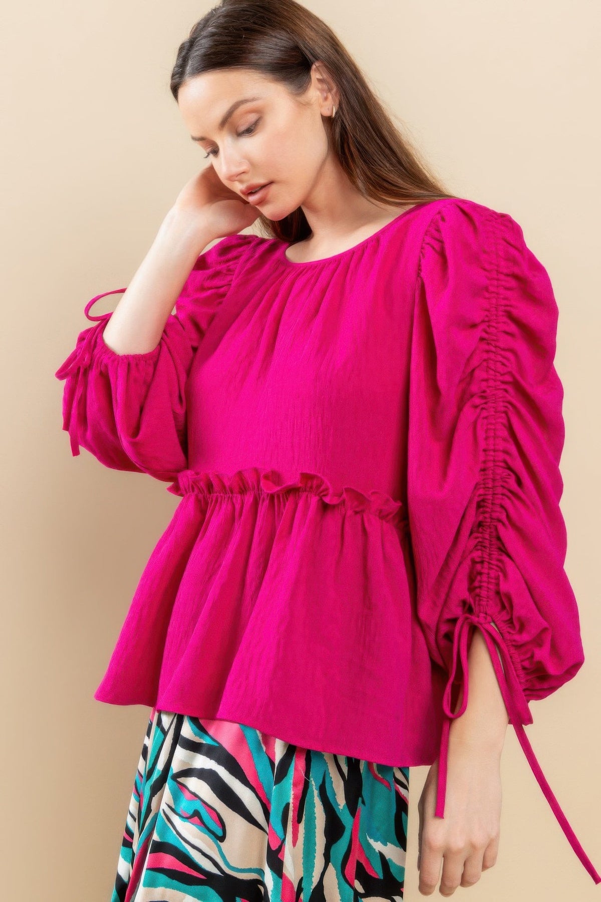 Round Neckline Babydoll Top by Tigbul's Variety Fashion Shop