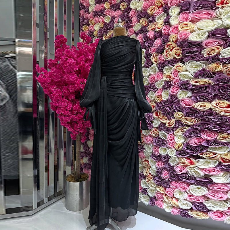 Ruched Evening Dress | Puff Sleeve Bodycon Maxi Dress(MS280) by Mariam's Collection