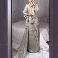 Ruched Evening Dress | Puff Sleeve Bodycon Maxi Dress(MS280) by Mariam's Collection