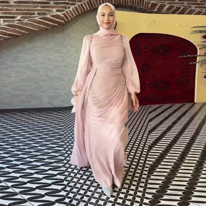 Ruched Evening Dress | Puff Sleeve Bodycon Maxi Dress(MS280) by Mariam's Collection