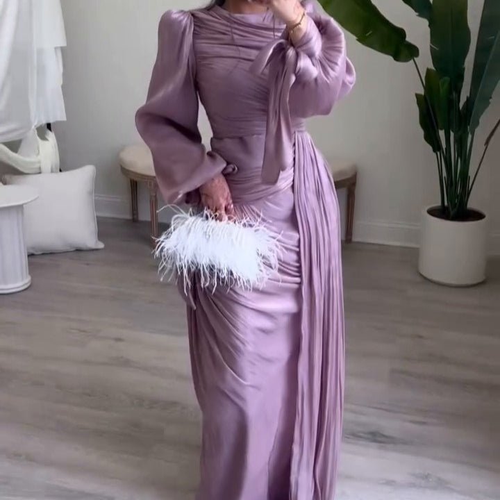Ruched Evening Dress | Puff Sleeve Bodycon Maxi Dress(MS280) by Mariam's Collection