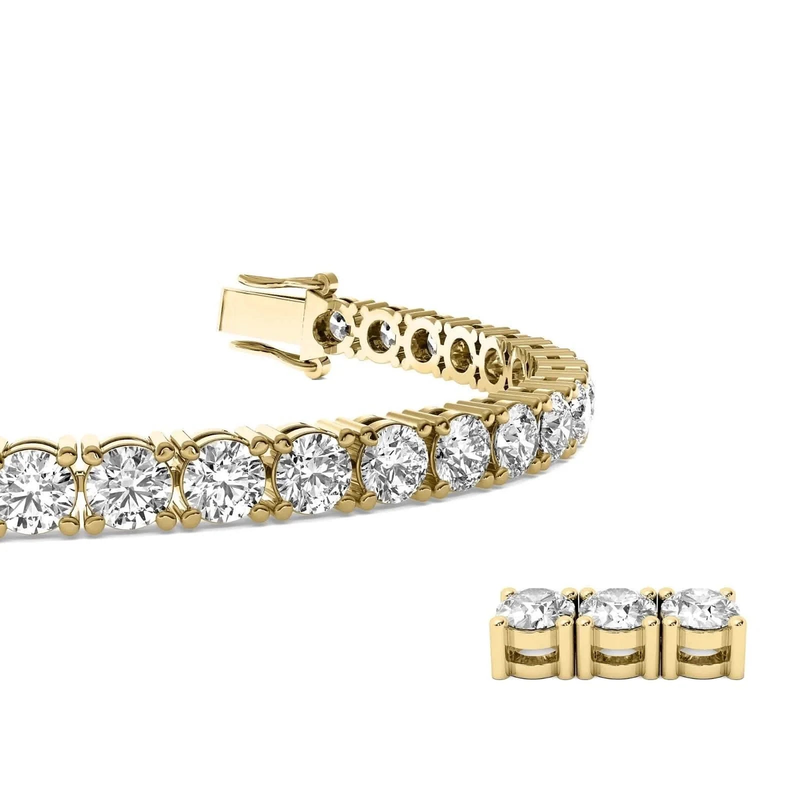 4.00 CT G/VS1 Round Cut Lab Grown Diamond Tennis Bracelet in 14k Yellow Gold by DailySale