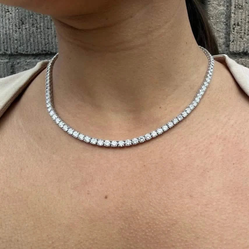 21 Carat Round Genuine Lab Grown Diamond Tennis Necklace 18" by DailySale