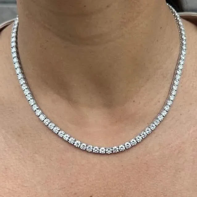 21 Carat Round Genuine Lab Grown Diamond Tennis Necklace 18" by DailySale