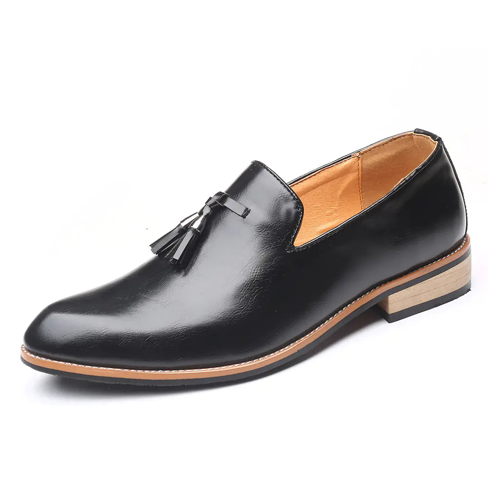 Men's Pointed Toe Leather Dress Shoes - Slip-On Style by Trendy Attic Store01