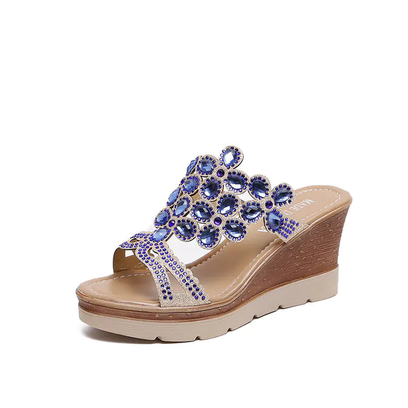 Rhinestone Platform Sandals and Slippers with Heels by Trendy Attic Store01