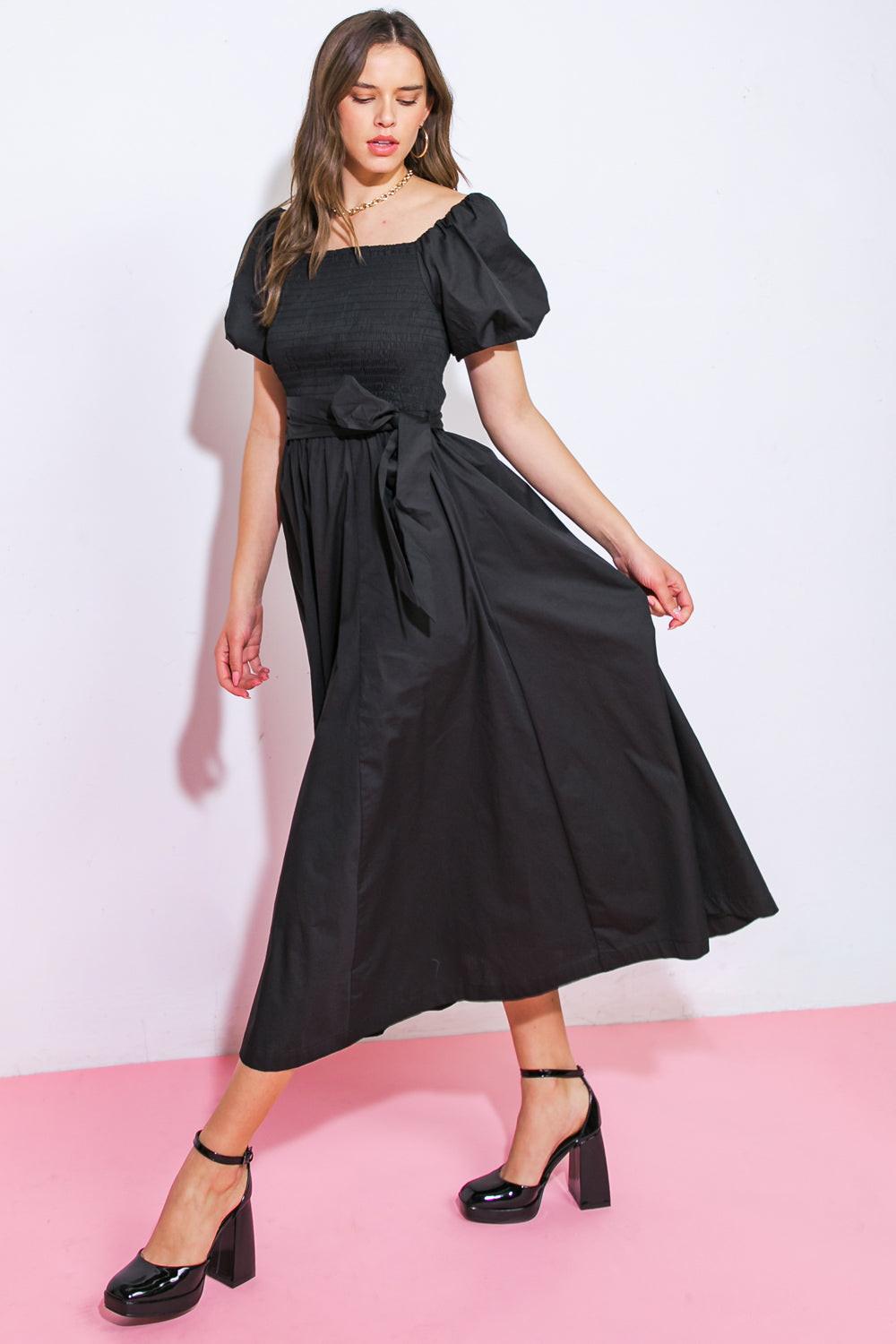 A PEACEFUL PLACE WOVEN MIDI DRESS by Flying Tomato