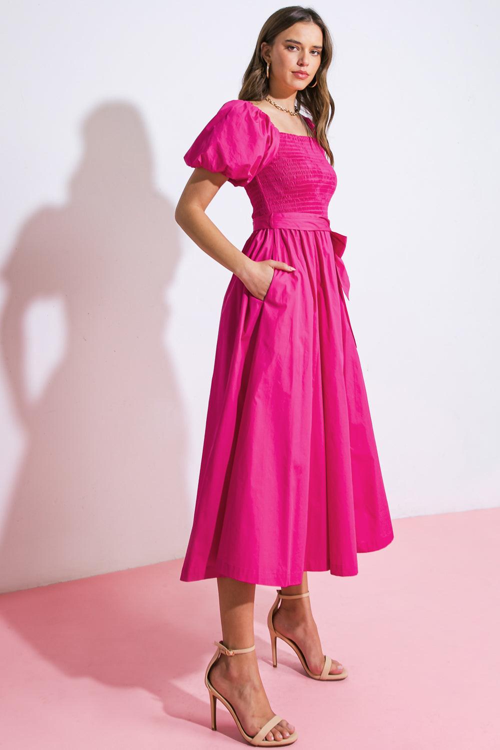 A PEACEFUL PLACE WOVEN MIDI DRESS by Flying Tomato