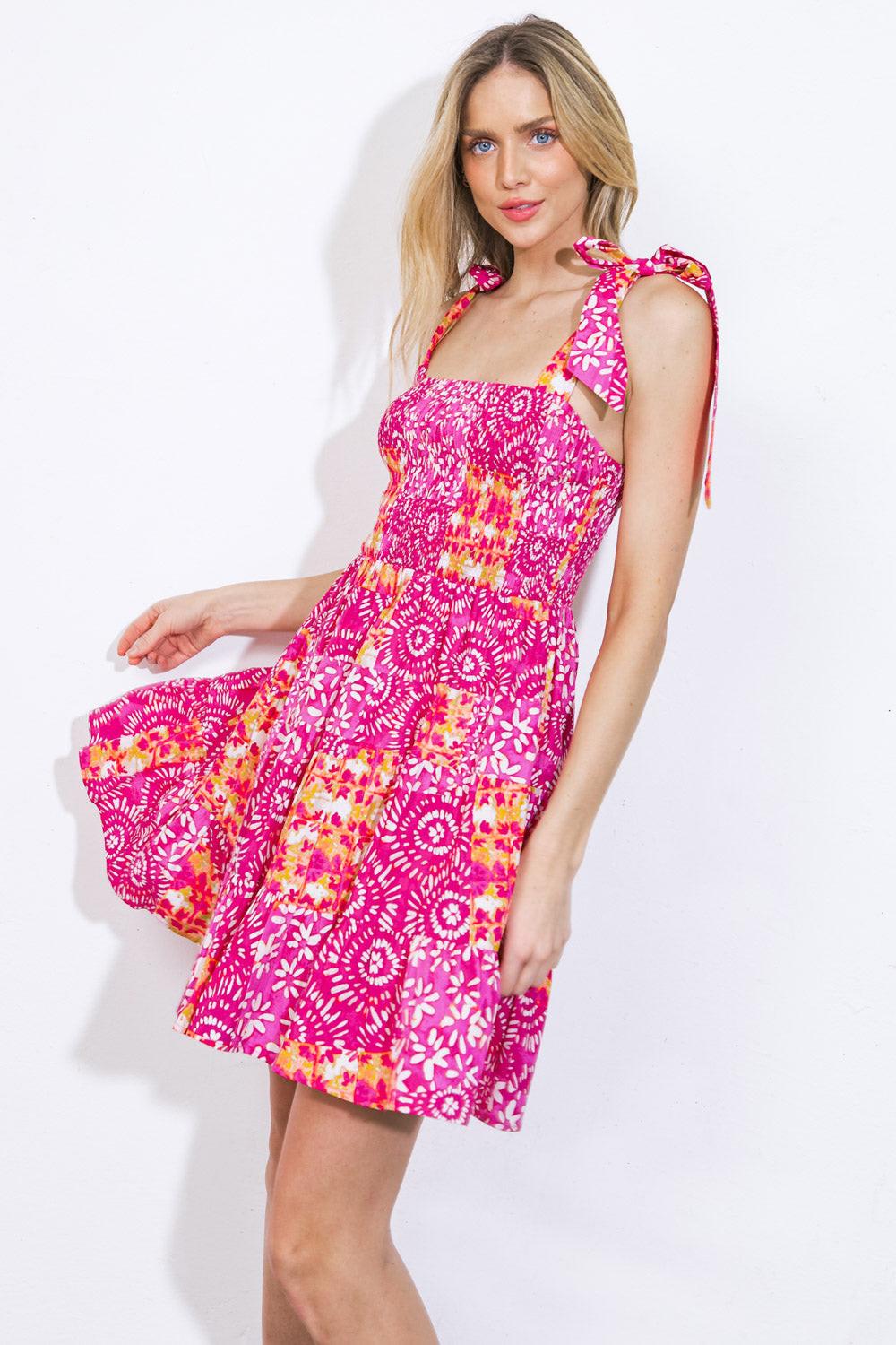 DANCING IN THE SUN WOVEN MINI DRESS by Flying Tomato