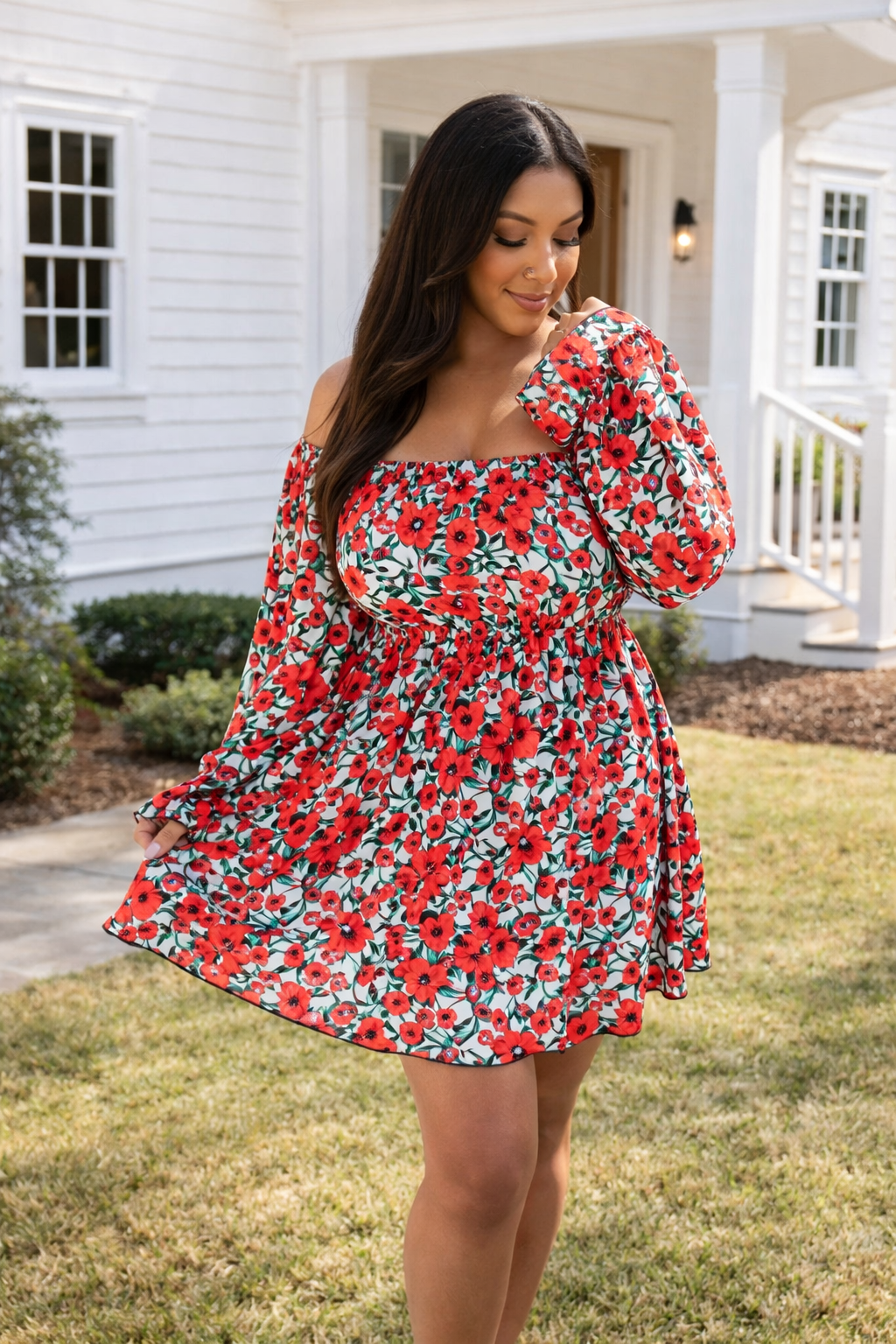 Sabrina Smocked Bell Sleeve Dress by Girl Code Couture
