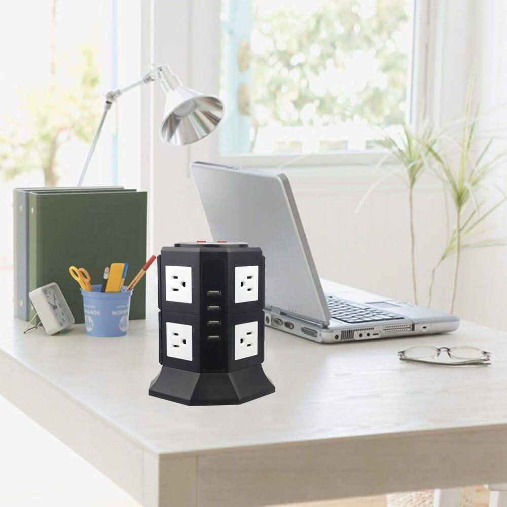 Safemore 8-Outlet Desktop Surge Protector with 4 USB Ports by DailySale