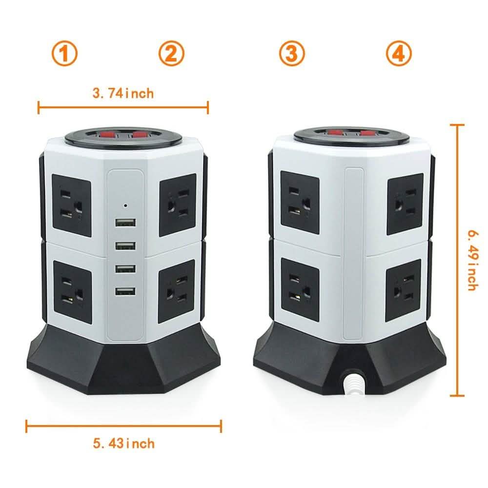 Safemore 8-Outlet Desktop Surge Protector with 4 USB Ports by DailySale
