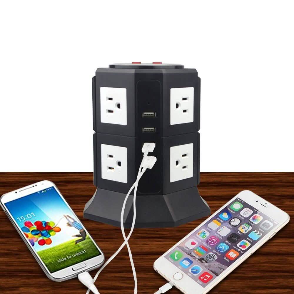 Safemore 8-Outlet Desktop Surge Protector with 4 USB Ports by DailySale