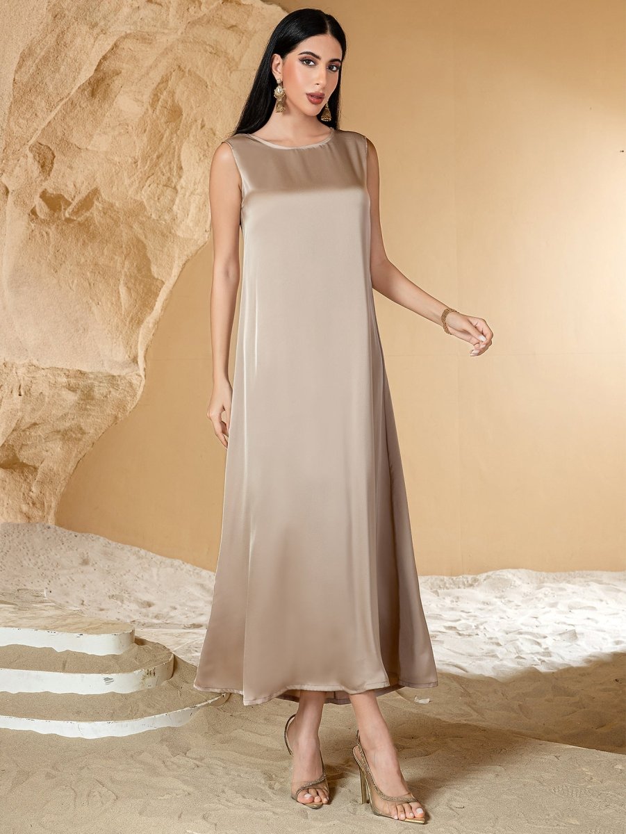 Satin Sleeveless Inner Dress (MA037) by Mariam's Collection