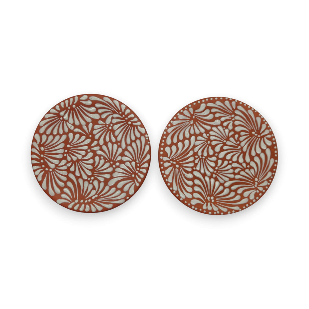 Set of 4 Brown & White Talavera Wall Plates | 10" Decorative Display by The Talavera Hub