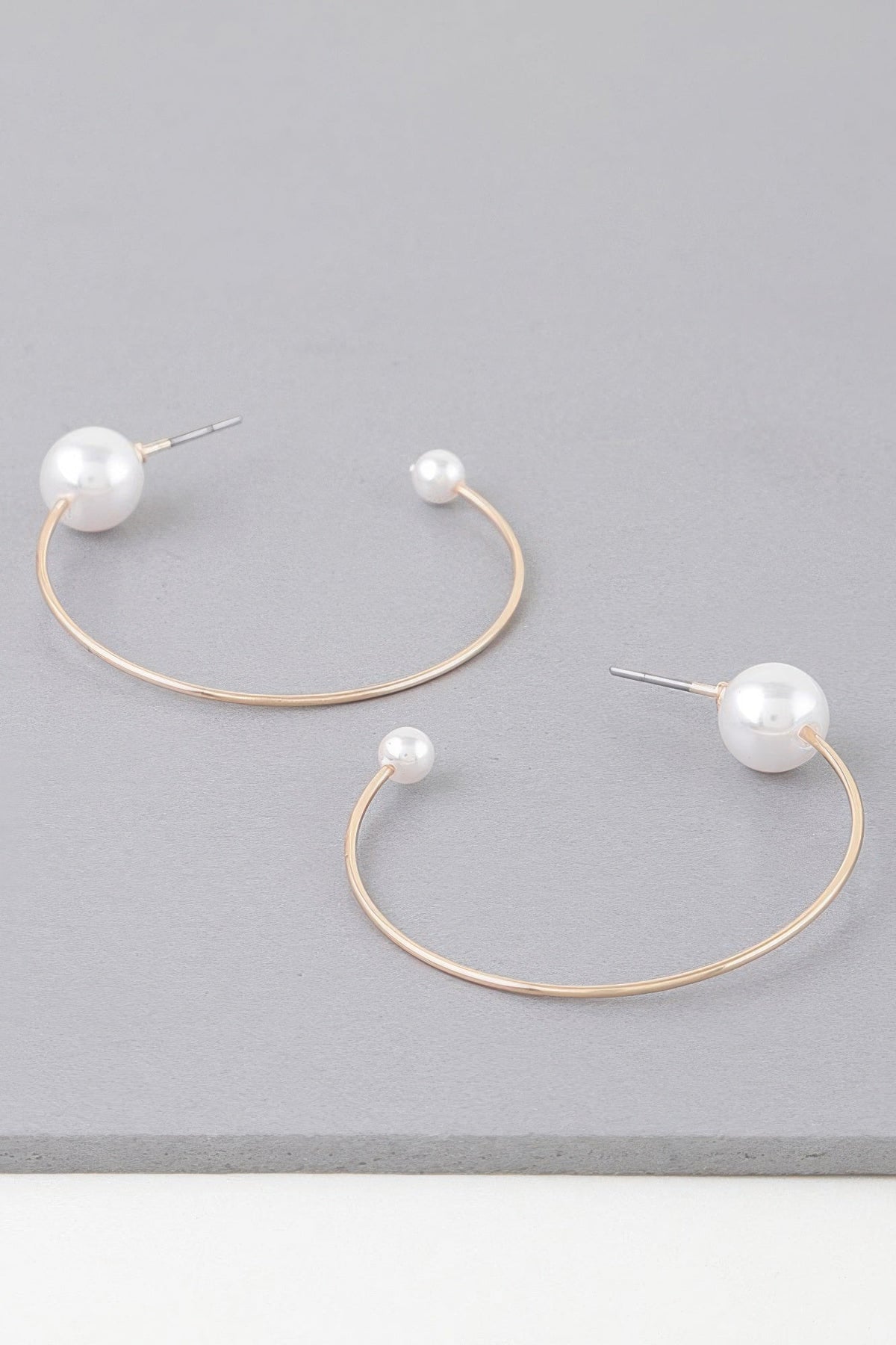 Shiny Delicate Pearl Hoop Earrings by Tigbul's Variety Fashion Shop