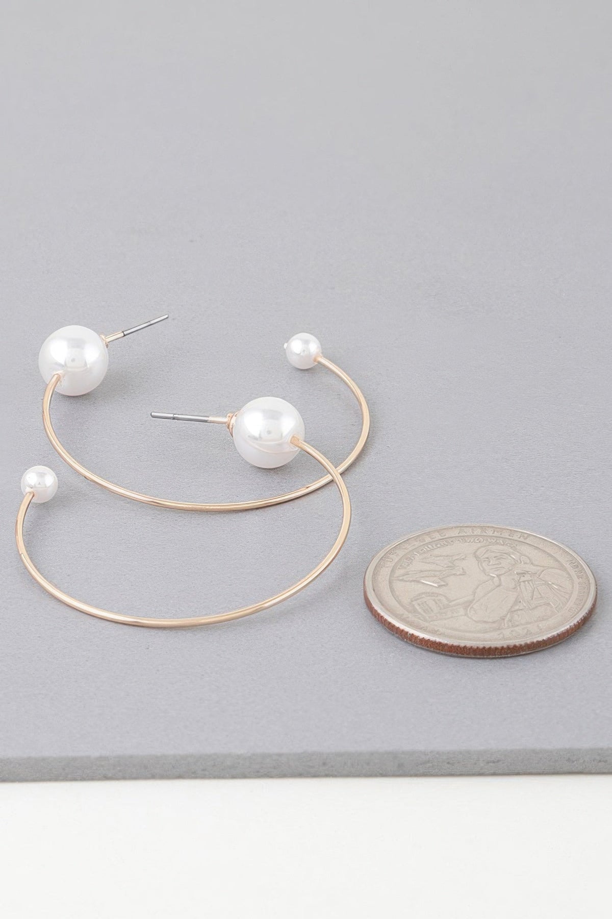 Shiny Delicate Pearl Hoop Earrings by Tigbul's Variety Fashion Shop