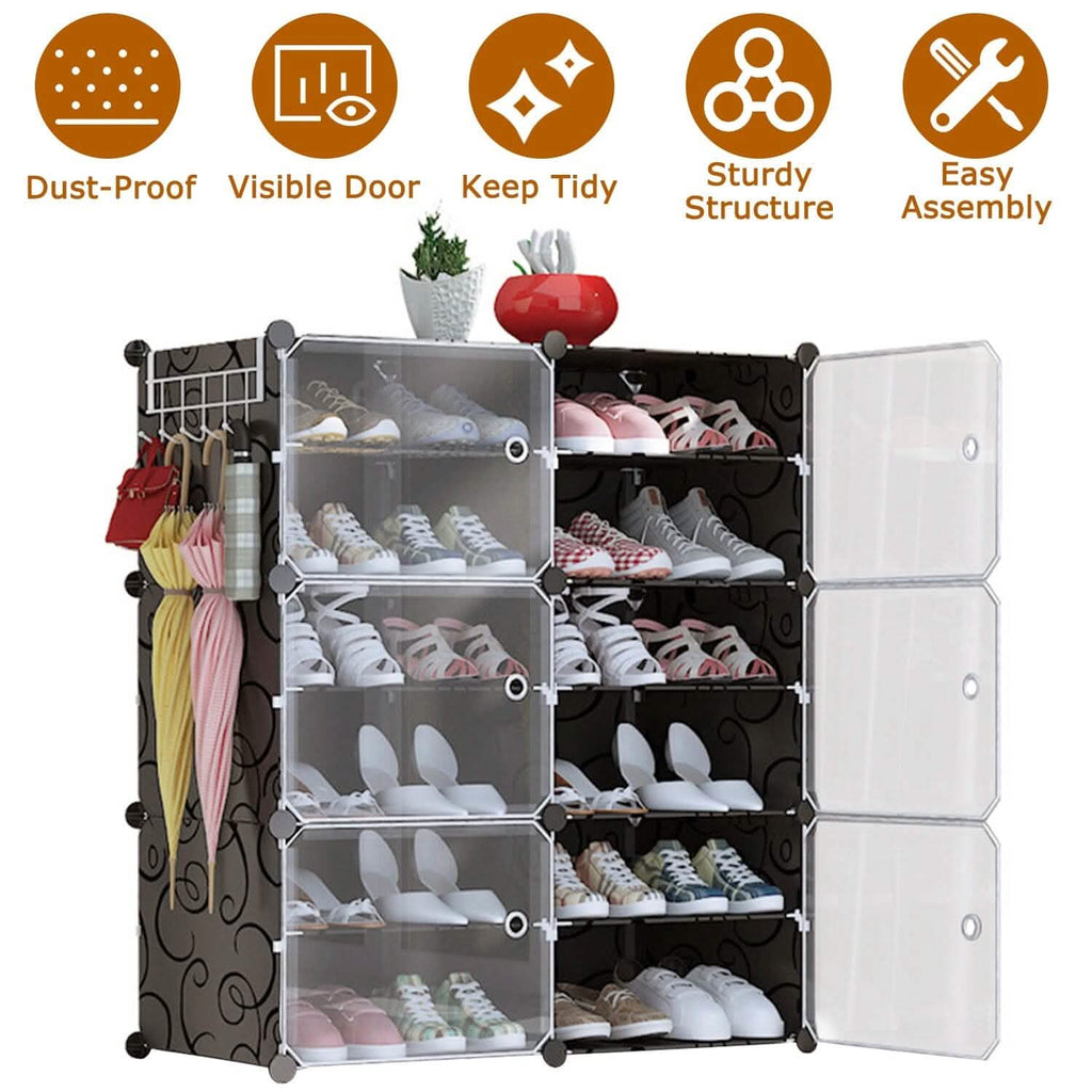 Shoe Rack Organizer with Transparent Doors by DailySale