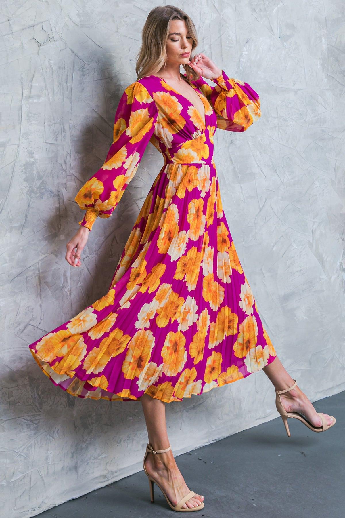 LOOK AT HER FLORAL WOVEN MIDI DRESS by Flying Tomato