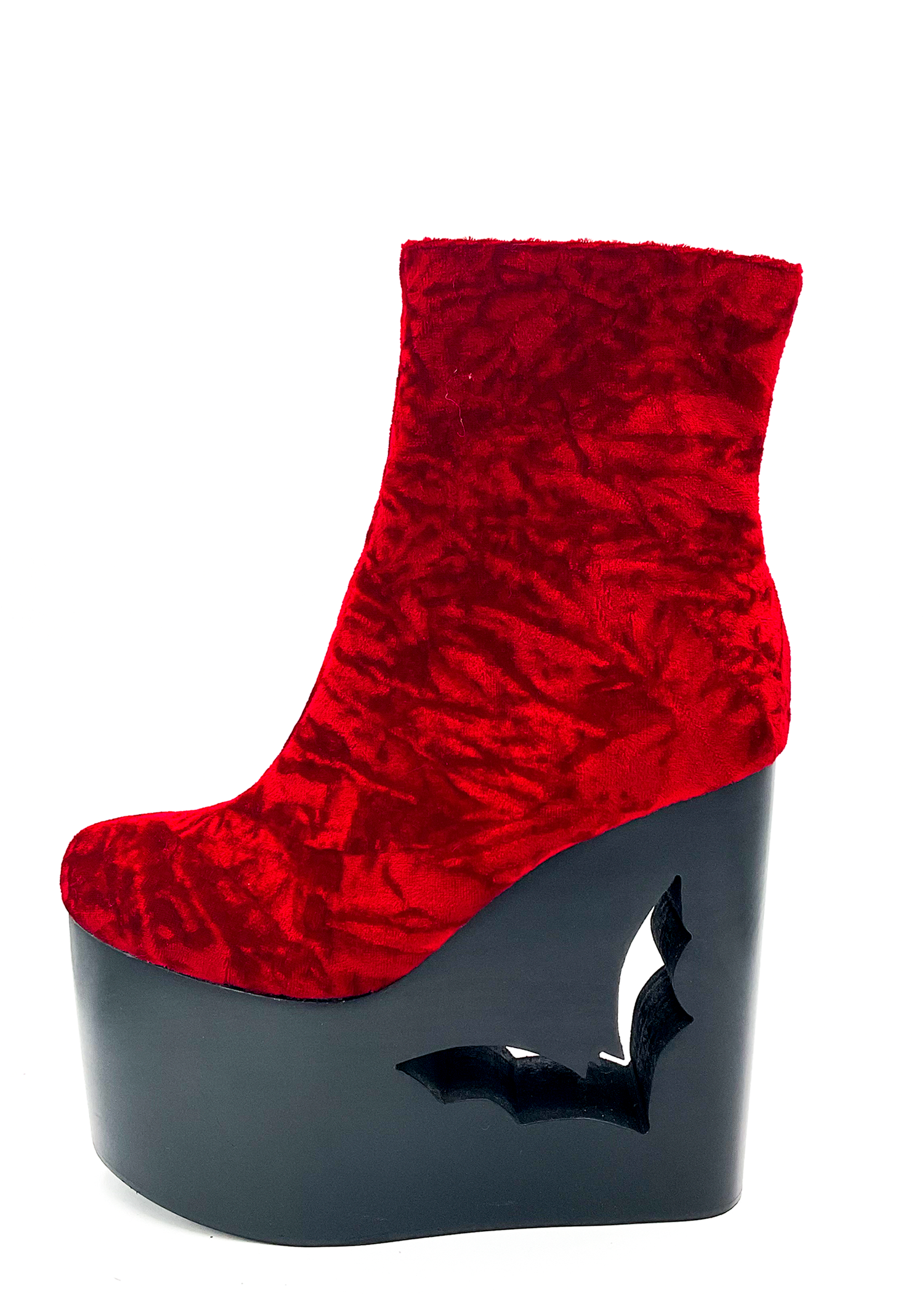 Deadwood Oxblood Velvet Wedge Boot by Charla Tedrick
