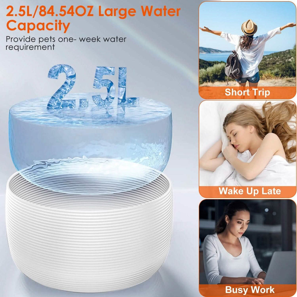Smart Pet Drinking Fountain with LED Light 7-Pack Replaceable Water Filters by DailySale