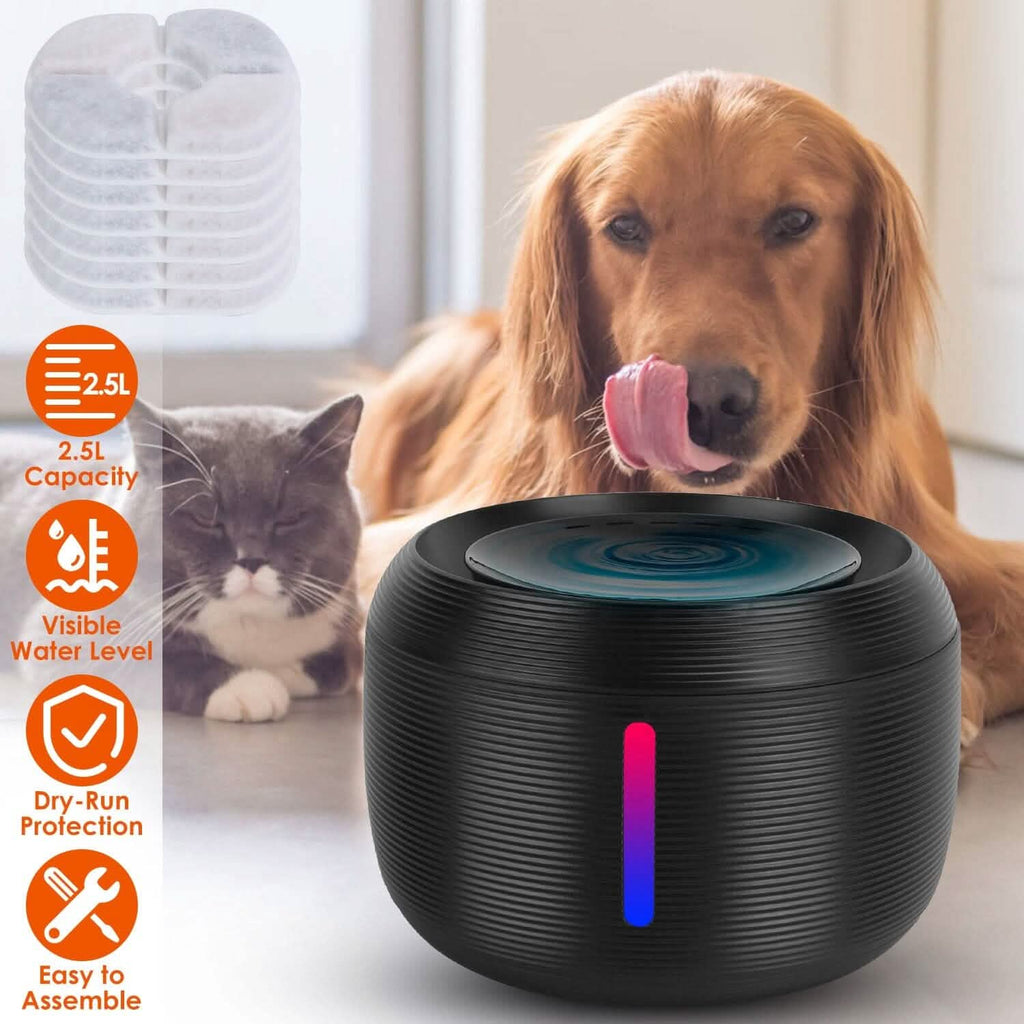 Smart Pet Drinking Fountain with LED Light 7-Pack Replaceable Water Filters by DailySale
