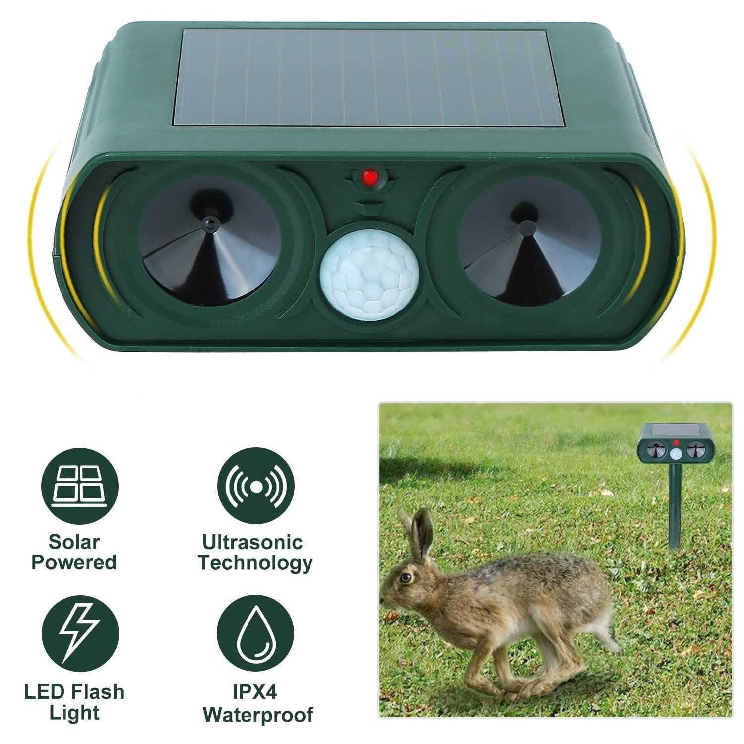 Solar Powered Ultrasonic Animal Repeller by DailySale
