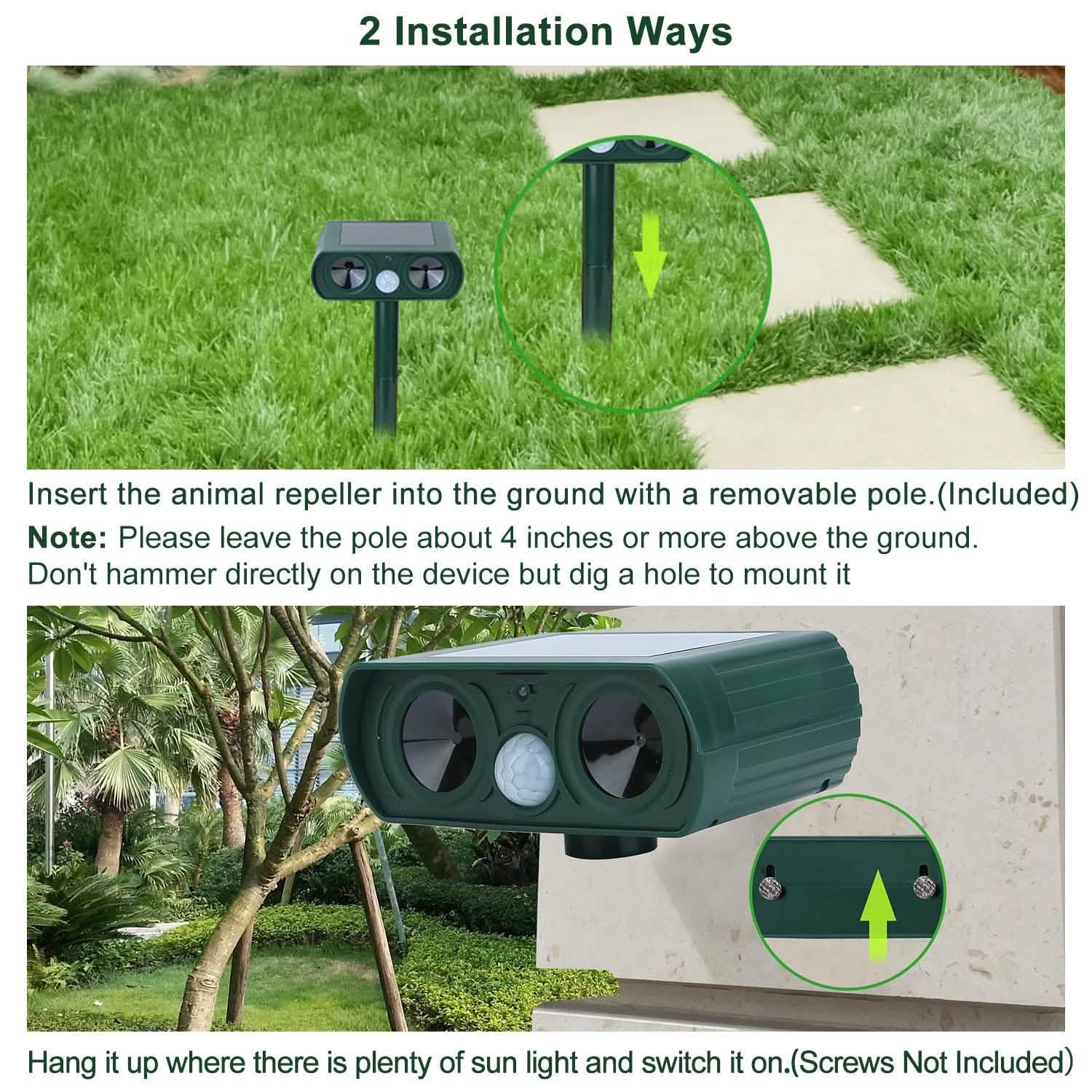 Solar Powered Ultrasonic Animal Repeller by DailySale
