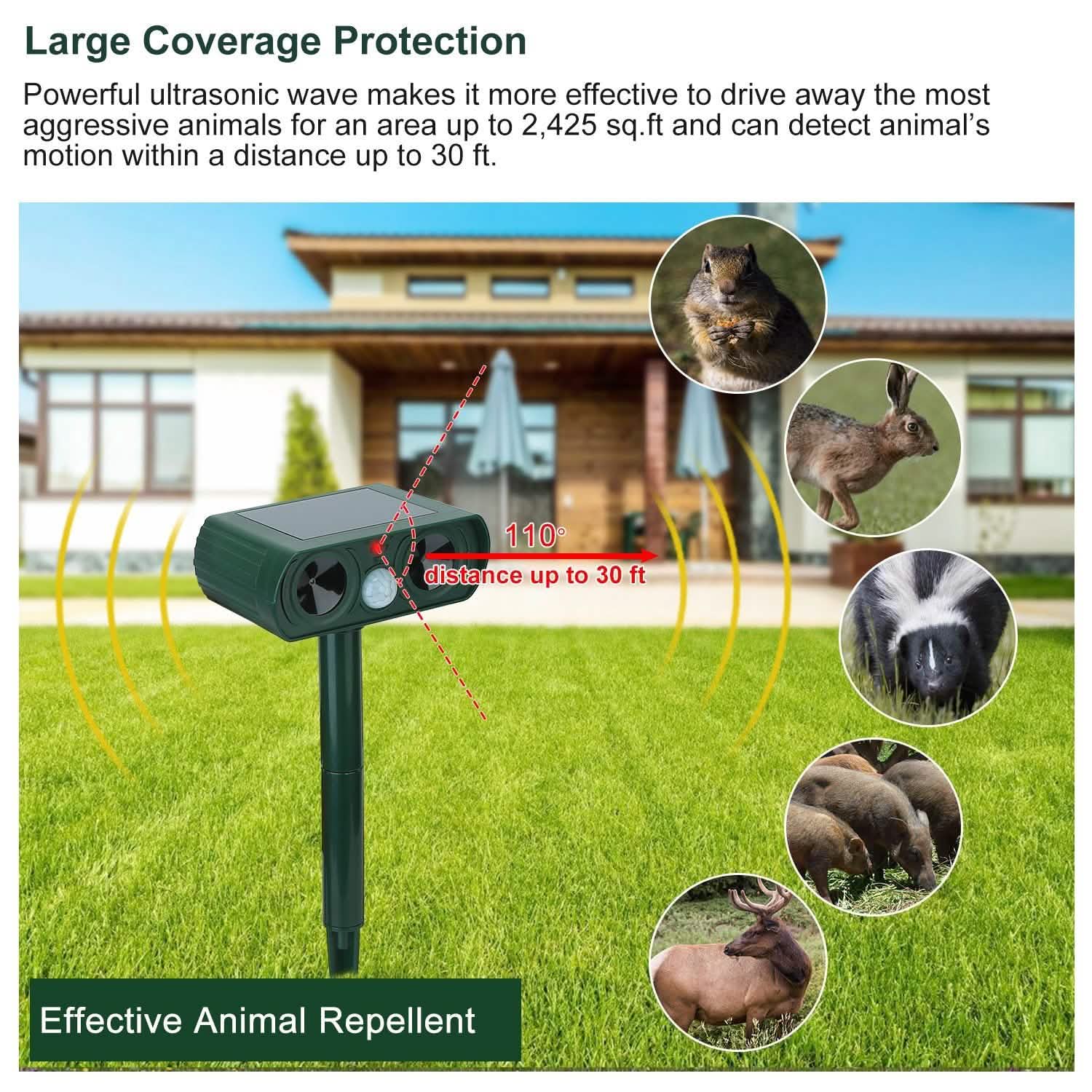 Solar Powered Ultrasonic Animal Repeller by DailySale
