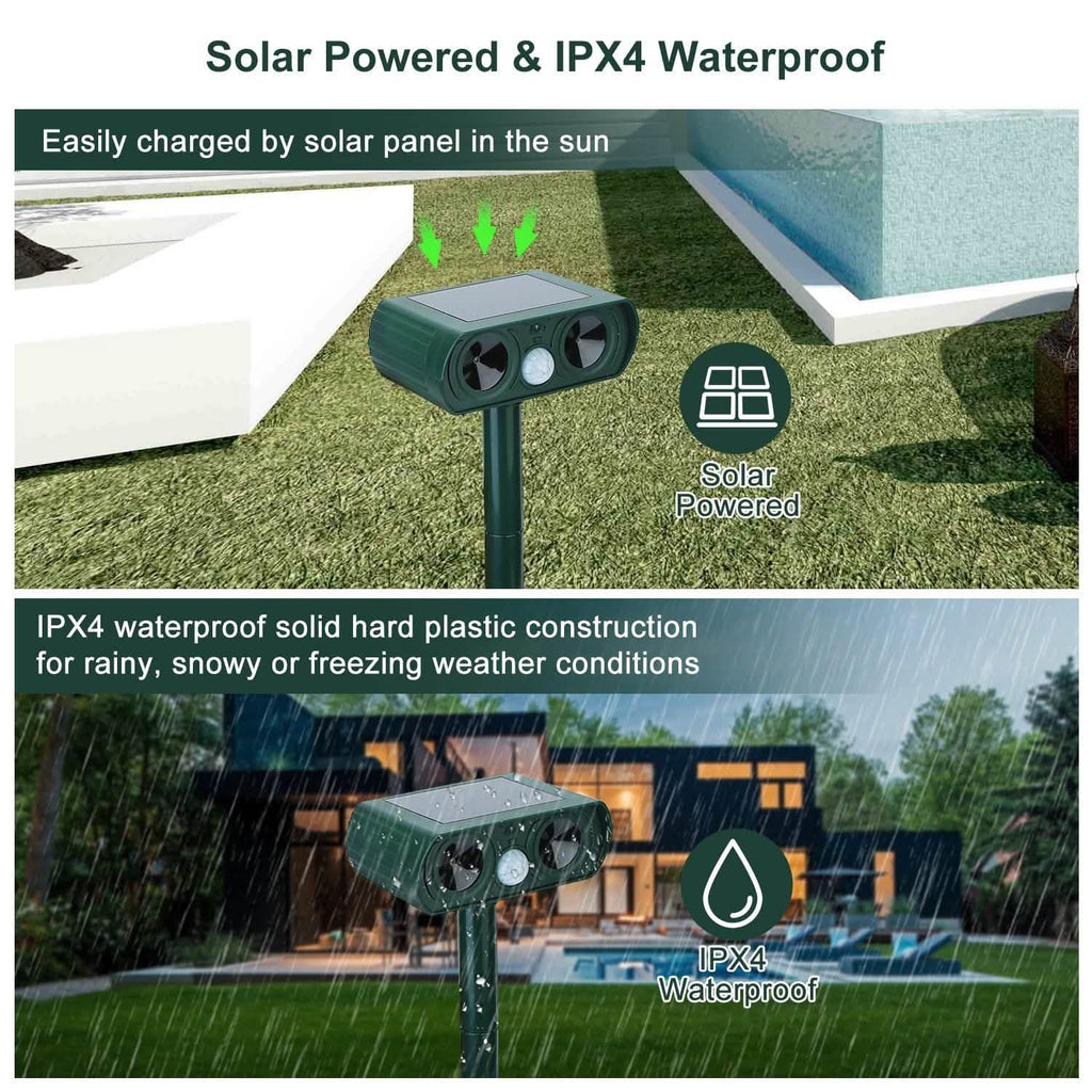 Solar Powered Ultrasonic Animal Repeller by DailySale