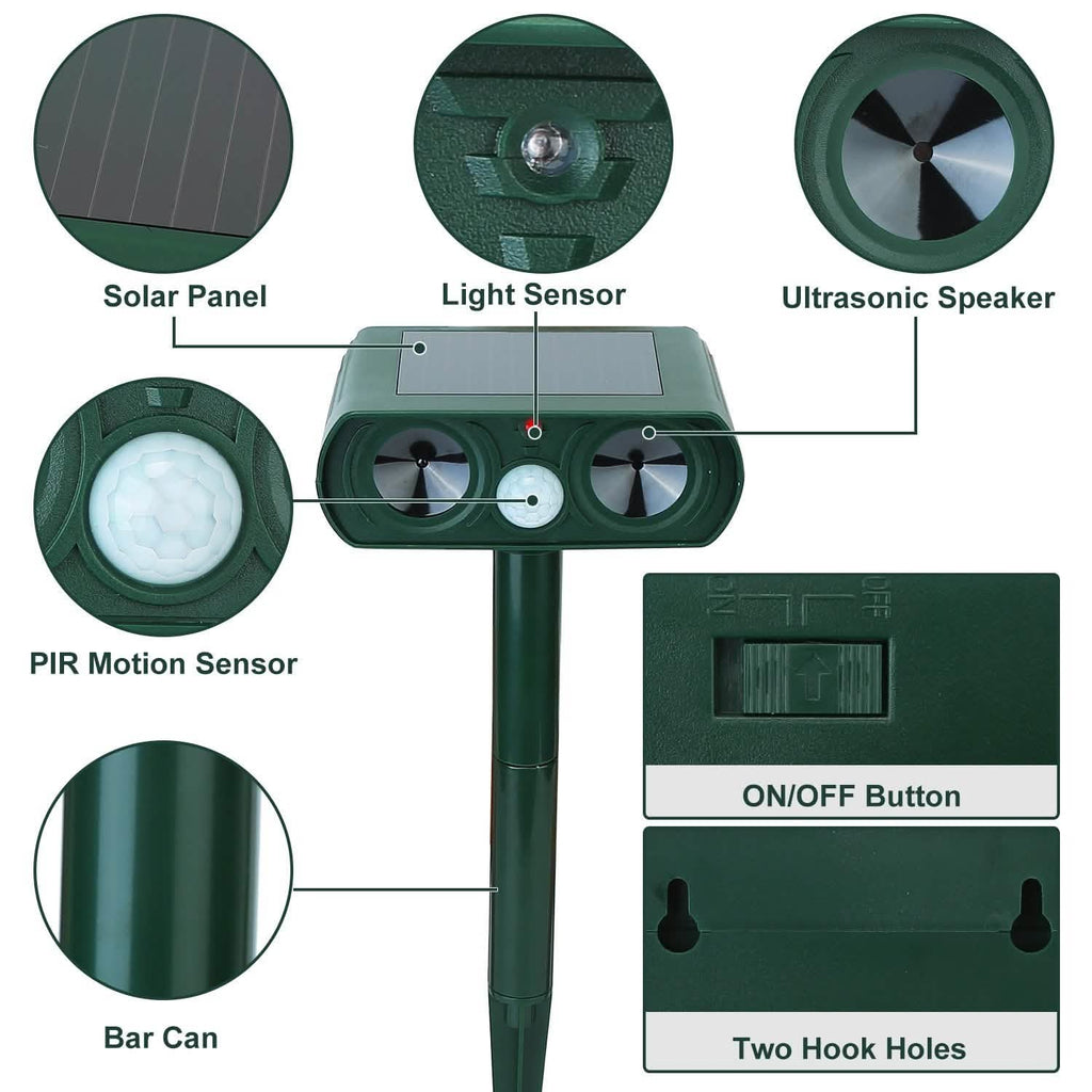 Solar Powered Ultrasonic Animal Repeller by DailySale
