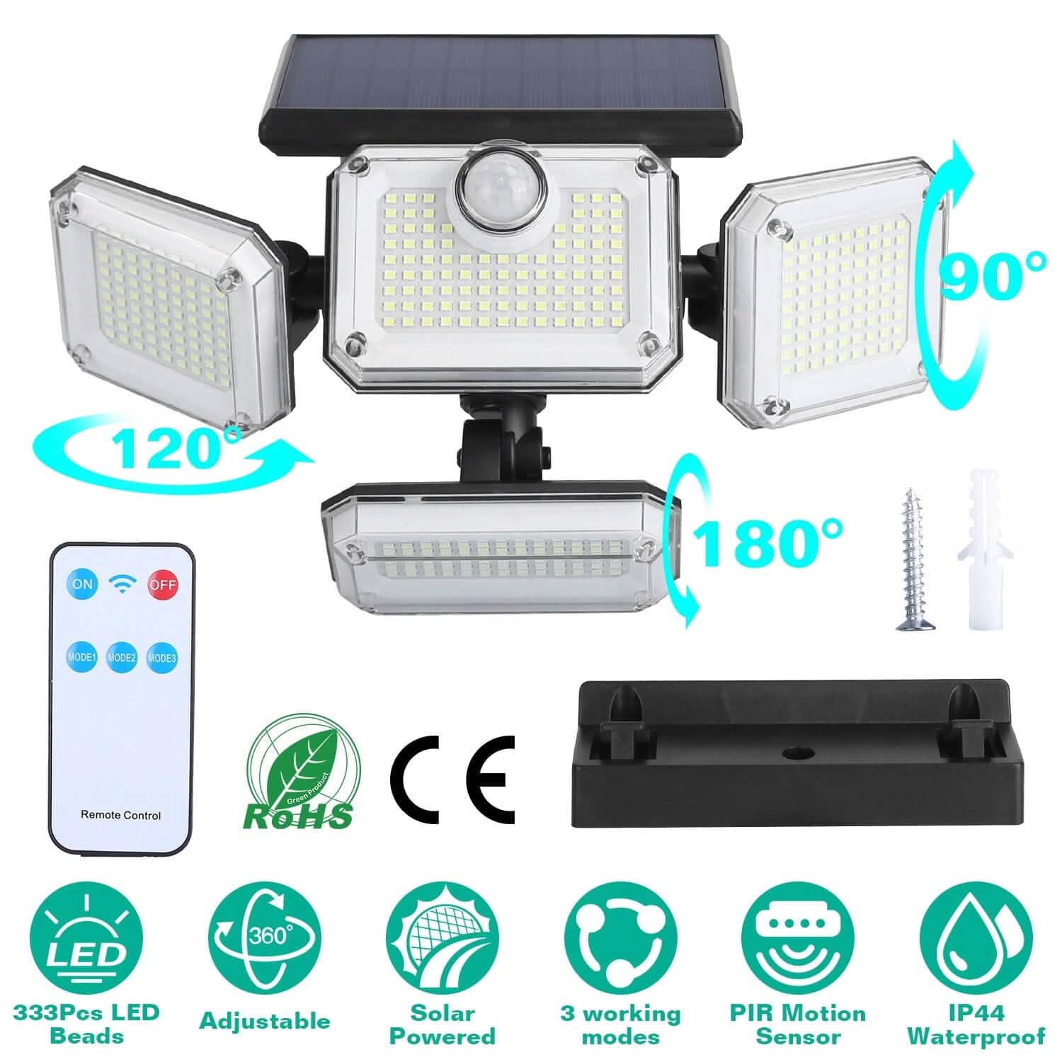 Solar Powered Wall Lights Outdoor Motion Sensor Lamps by DailySale