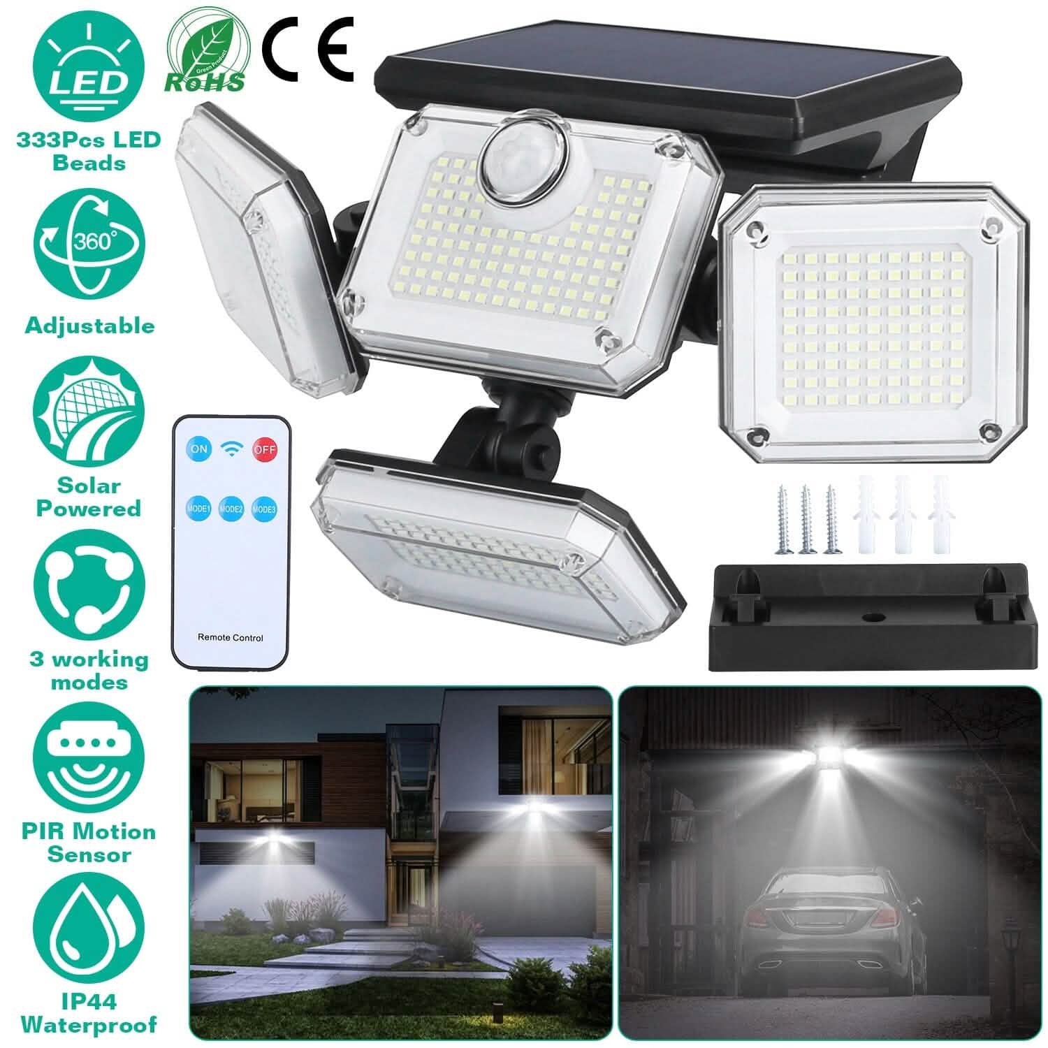 Solar Powered Wall Lights Outdoor Motion Sensor Lamps by DailySale