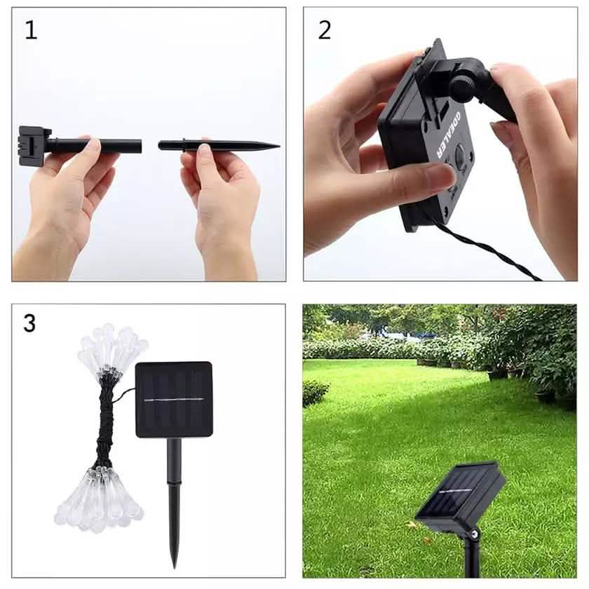 Solar String Lights 20ft 30 LED Water Drop Solar String Fairy Waterproof Lights by DailySale