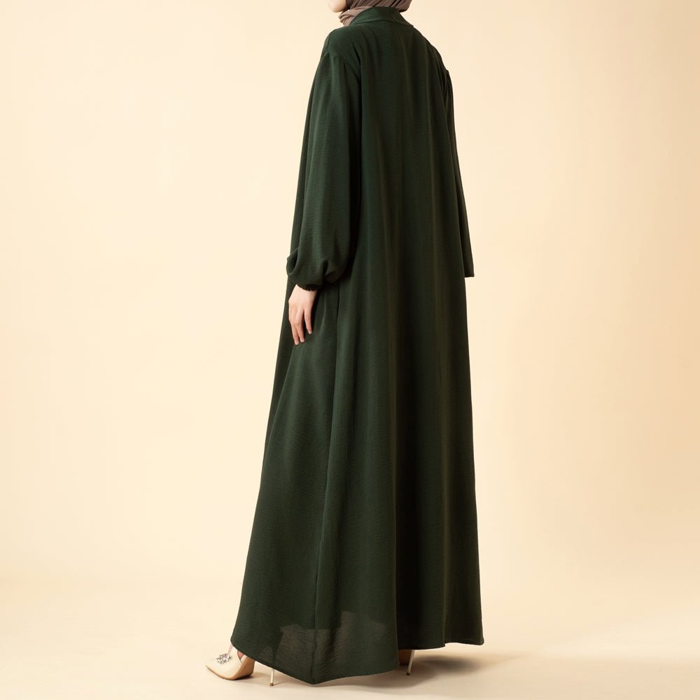 Solid Color Elegant Open Abaya with Pockets | 3-Piece Set Open Abaya (MOA092) by Mariam's Collection